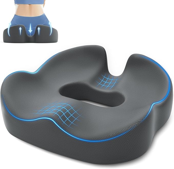 Large Donut Pillow Seat Cushion for Hemorrhoid Discomfort&Tailbone Pressure, Office Chair Cushion for Long Sitting, Ergonomic Coccyx Pillow for Postpartum Pregnancy, (Grey, X-Large)