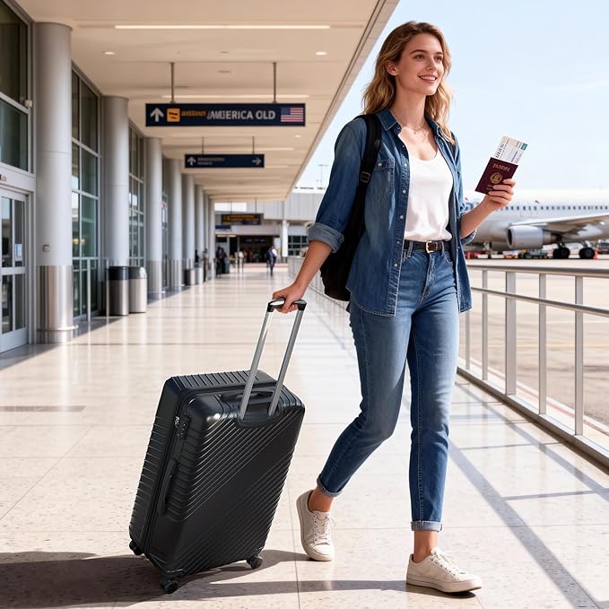 20 Inch Carry On Luggage, ABS Hardside Suitcase with Spinner Wheels, Airline-Approved Cabin Luggage with TSA Security Lock, Expandable Travel Suitcase for Flights, Business Trips & Weekend Vacations