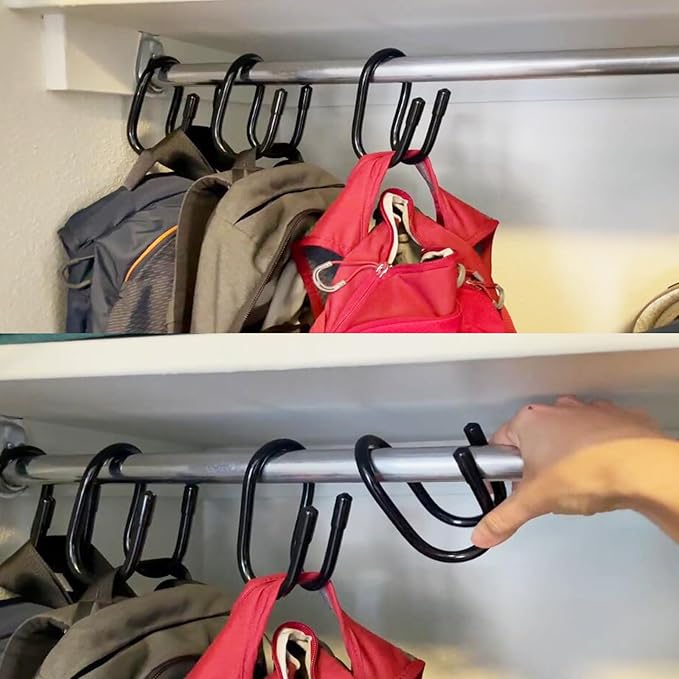AUXPhome 2 Pack Backpack Hanger for Closet, Strong Bag Hanger Purse Organizer Hooks, Large Closet Hooks for Hanging Handbags,Belts,Hat,Laptop Backpack,Jeans,Travel Bag - Hold Up 20 Lbs