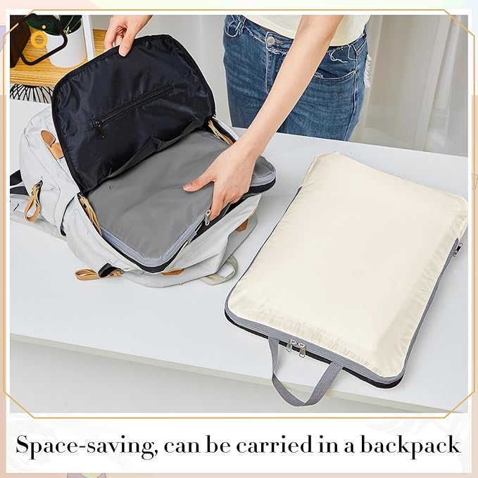 Hosuly 6 Pcs Ultralight Compression Packing Cubes for Travel 17.3 x 12.6'' XL Large Expandable Luggage Organizers for Save Space Family Long Trips (Black, Gray, Beige)