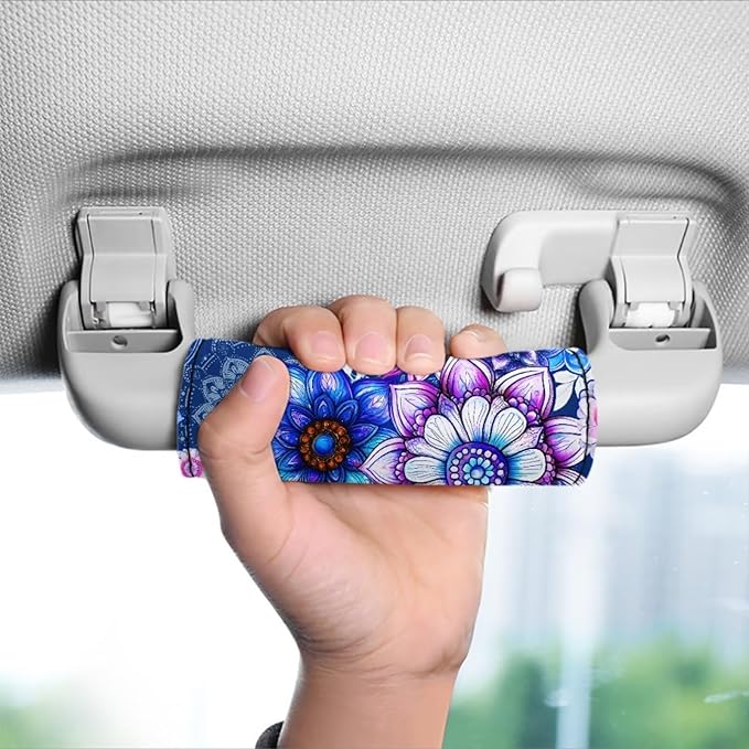 BIGCARJOB Purple Hippie Lotus Luggage Handle Wrap Set for Suitcase 2 Pieces Suitcase Identifier Protective Cover Trolley Case Grip Travel Luggage Accessories Door Handle