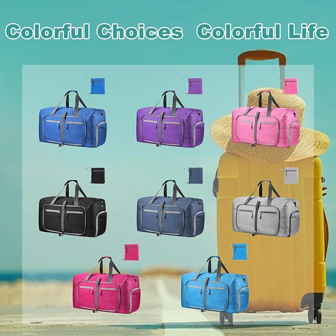 Dimayar 85L Travel Duffle Bag for Men Women - Foldable Duffel Bag with Shoes Compartment - Overnight Bags Waterproof & Tear Resistant(White)