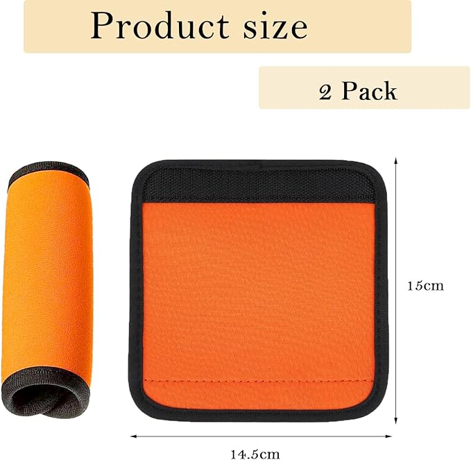 2 Pack Luggage Handle Wraps, Soft Handle Covers for Suitcase, Handle Wrap for Carry On/Bag, Travel Accessories for Luggage (Orange)