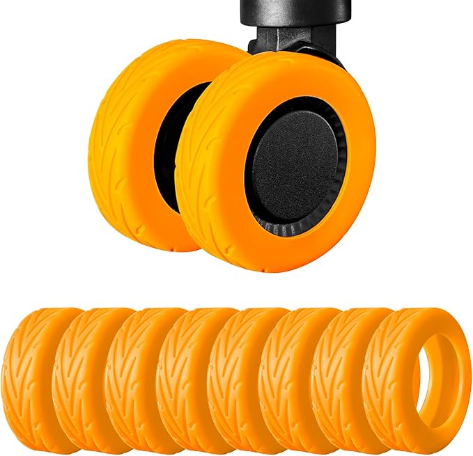 8 Pack Suitcase Wheel Covers Silicone Fits 2.1-2.4 Inch Spinner Wheels for Carry On Luggage Protective Wheel Guards, Thickened Anti-Wear & Tear, Travel Essentials (Orange)