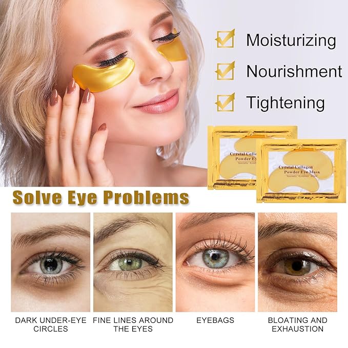 30 Pairs 24K Gold Eye Masks & Lip Masks, Under Eye Patches for Puffy Eyes, Lip Mask Skincare, Small Gifts, Mothers Day Gifts, Teacher Appreciation Gifts, Bulk Gifts, Bachelorette Party Favors