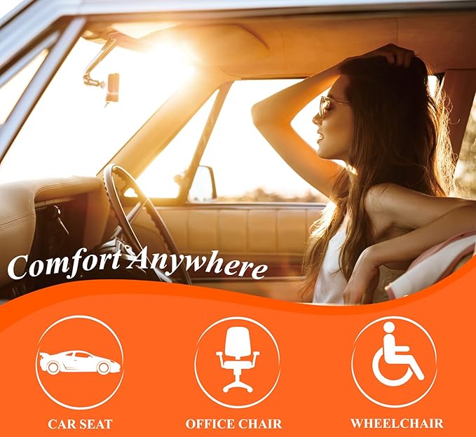 kingphenix Premium Car Seat Cushion, Memory Foam Driver Seat Cushion to Improve Driving View- Coccyx & Lower Back Pain Relief - Seat Cushion for Car, Truck, Office Chair (Leather Brown)