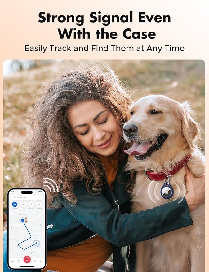 UNBREAKcable AirTag Holder for Apple - 4 Pack Air Tag Case [Fit Tightly Design] [Easy to Install] [Hold Securely] Waterproof TPU Protective Cover with Metal Keychain for Kids,Pet,Luggage,Backpack,Keys