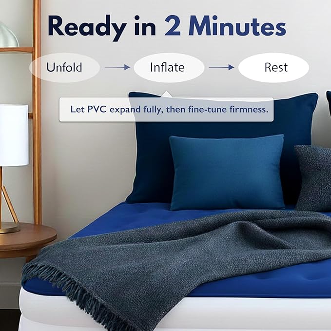 King Koil Luxury Full-Size Air Mattress with Built-In High-Speed Pump & Built-In Pillow Top, 20" Inflatable Double High Airbed for Home, Camping & Guest Comfort, Waterproof & Portable, 1-Year Warranty