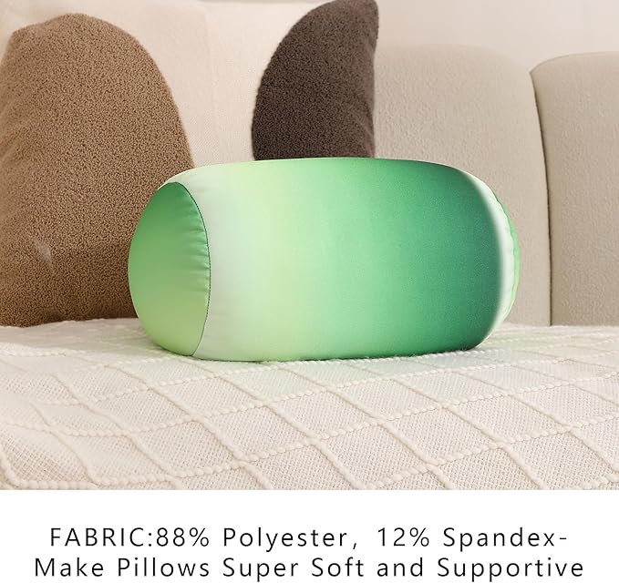 Squishy Microbead Neck Pillow, 7Inch x 12Inch Soft Travel Body Bed Pillow Bean Pillow for Kids Adult Chair Sleeping Car Seat, Fun Dormroom (Parrot Green Coloful)