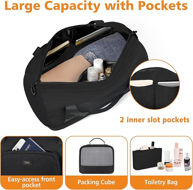 Travel Weekender Bag for Women, 21" Overnight Bag with Shoe Compartment 50L Large Travel Duffel Bag Carry On Tote for Weekend, Overnight, Business Trips, Water Resistant