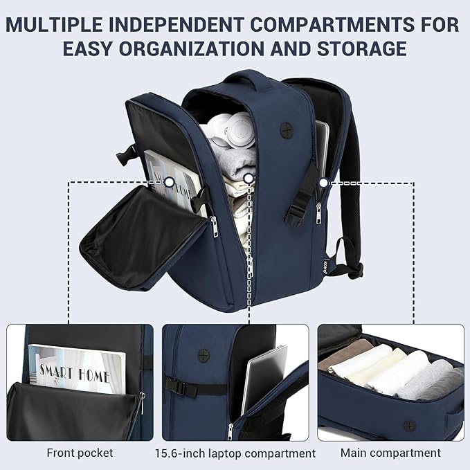 Kono Airline Approved Suitcase Set 3 Piece Luggage Set Lightweight Carry On Travel Luggage, TSA Lock Spinner Wheels Hardshell (Navy/Brown, (BP/20))