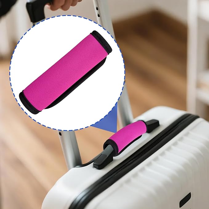 6 Pack Luggage Handle Wrap for Suitcase Luggage Tags Bright Soft Suitcase Identifiers Luggage Handle Covers Travel Accessories, Pink