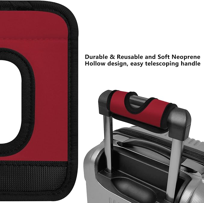 5 Pcs Neoprene Luggage Handle Wrap Handle Grip Luggage Tags Identifier Hollow Design for Push-Button, Bright Luggage Markers for Airport Travel Luggage Suitcase Trolley Case