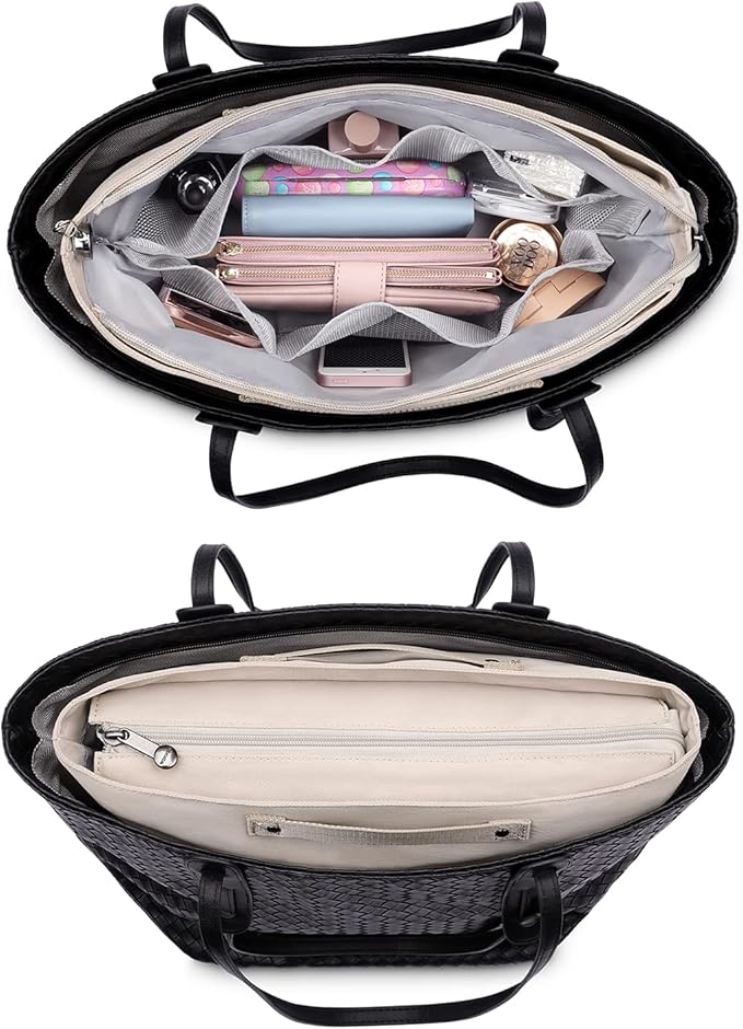 HyFanStr Purse Organizer Insert for Handbags,Tote Bag Organizer Insert Zipper Bag for Women, Handbag Organizer Inside Liner with 15 Pockets
