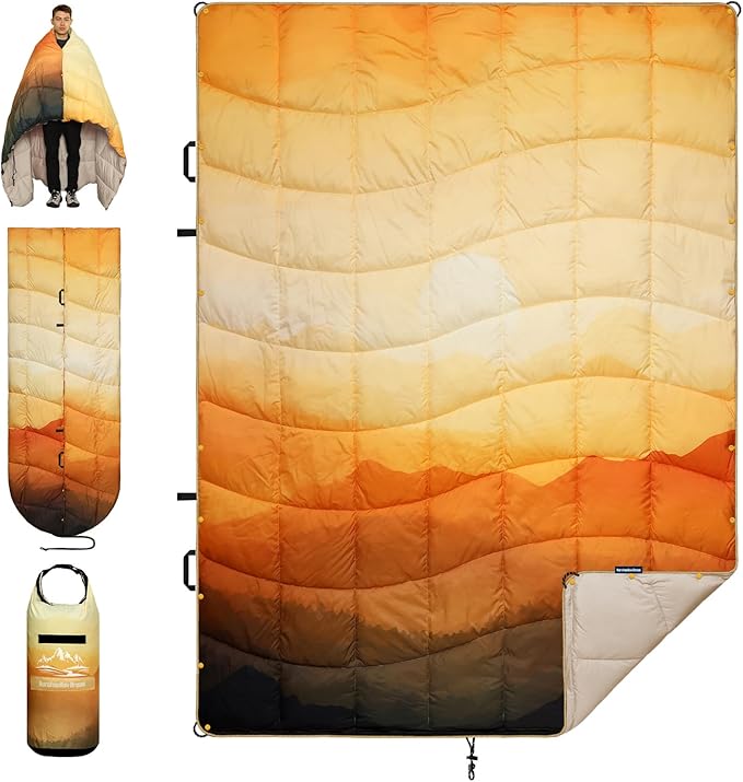 Camping Blanket, Puffy Blankets Lightweight Windproof Resistant for Outdoors,Hiking, Backpacking,Car,Picnic,Stadium