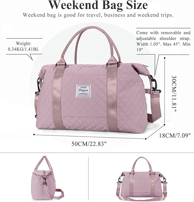 HYC00 Travel Duffel Bag,Carry-on Overnight Weekender Bags for Women,Sports Tote Gym Bag with Wet Pocket