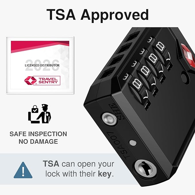 Puroma TSA Locks for Luggage, 2 Pack Luggage Locks TSA Approved 4-Digit Combination Cable Travel Lock Zinc Alloy for Suitcases, Bags, Toolboxes, Backpacks & Gym Lockers (Black)