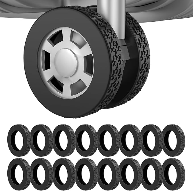 16Pcs Luggage Wheel Covers,Silicone Suitcase Cover for 2-2.4'' Spinner Wheel, Carry On Luggage Wheels Protector,Upgrade Suitcase Wheels Protective,Essential Travel Accessories (Black)