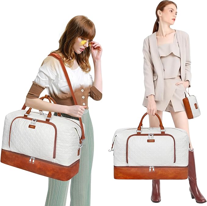 Travel Weekender Bag for Women, 21" Overnight Bag with Shoe Compartment 50L Large Travel Duffel Bag Carry On Tote for Weekend, Overnight, Business Trips, Water Resistant