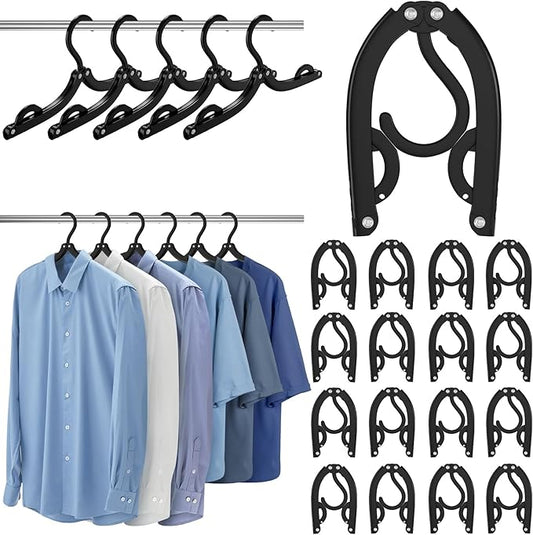 30 Pcs Portable Folding Travel Hangers for Cruise Ship Essentials 2026, Plastic Hanger Clothes Drying Rack for Suitcase, RV, Camping, Flying, Hotel, Road Trip Essentials Travel Accessories (Black)