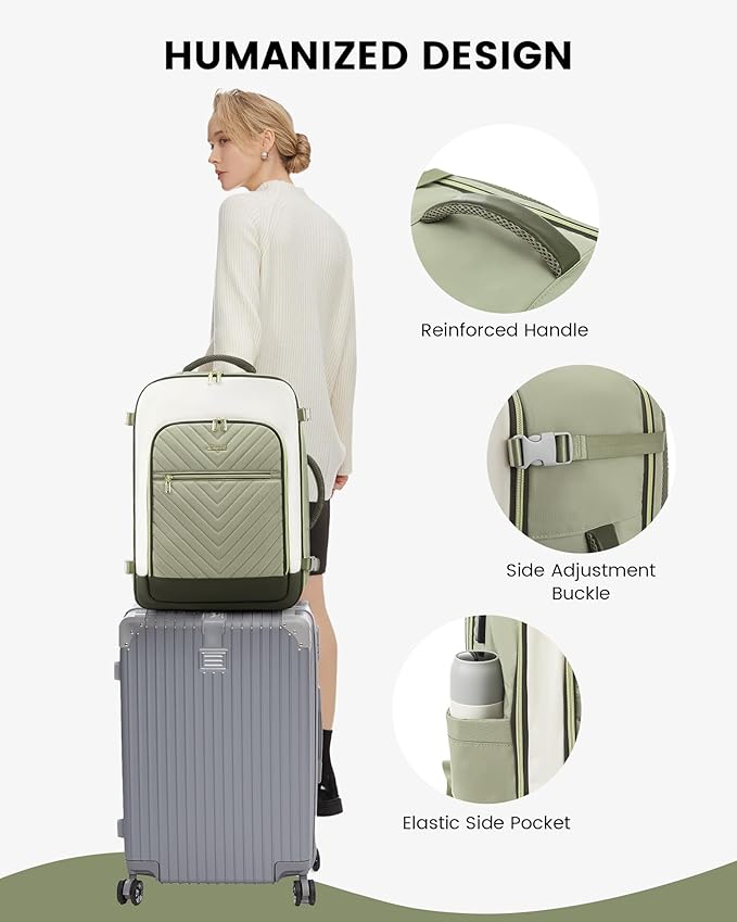 LOVEVOOK Large Travel Backpack for Women, TSA Carry on Backpack for Airplanes, 40L Personal Item Travel Bag for Women fits 17" Laptop,Waterproof Carry on Bag Airplane Approved with 3 Packing Cubes