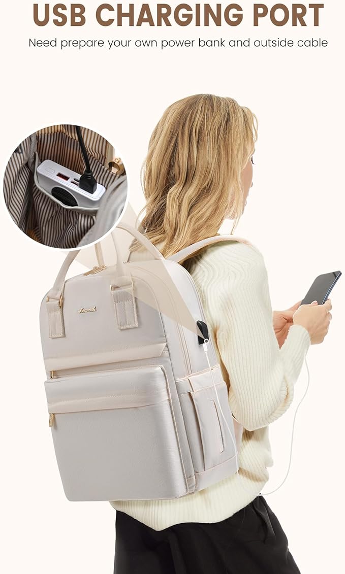 LOVEVOOK Laptop Backpack for Women 15.6 Inch Laptop Bag with USB Port, Fashion Waterproof Backpacks Teacher Nurse Stylish Travel Bags Vintage Daypacks for College Work
