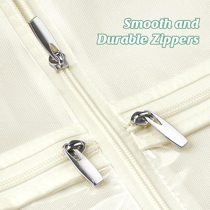 MISSLO Portable Wedding Dress Garment Bag with Bride Tote Bag 8'' Gusseted Dress Bags for Gowns Long 4 Pockets Dress Cover for Women (Beige, 65 inch)