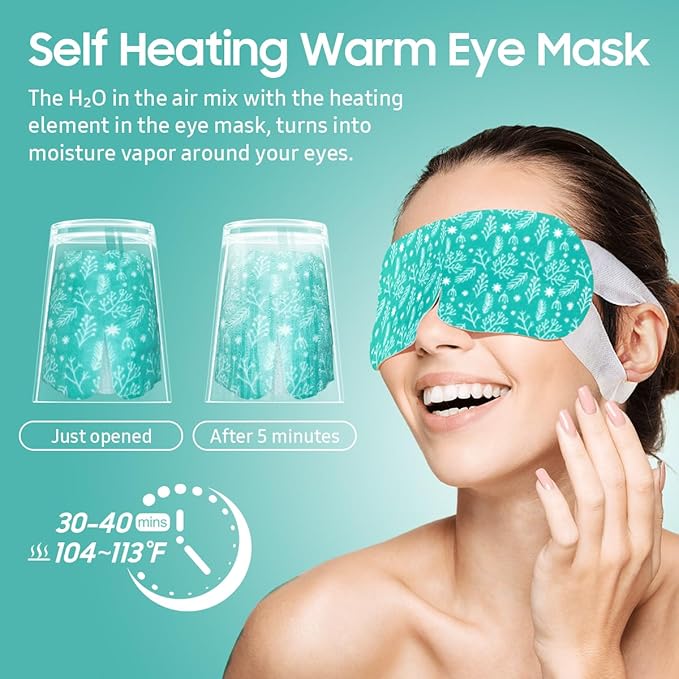 20 Packs Steam Eye Mask, Heated Eye Mask Warm Compress for Eyes, Disposable Self Heating Steam Mask Sleep, Spa, Travel Essentials & Relaxation Gifts for Women, Stocking Stuffers (Unscented)
