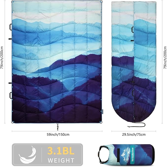 Camping Blanket, Puffy Blankets Lightweight Windproof Resistant for Outdoors,Hiking, Backpacking,Car,Picnic,Stadium