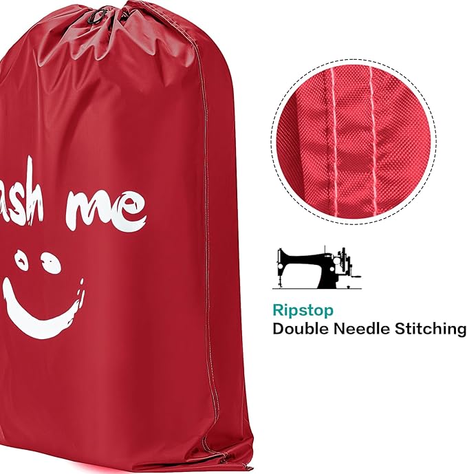 HOMEST 2 Pack XL Wash Me Travel Laundry Bag, Dirty Clothes Organizer, Large Enough to Hold 4 Loads of Laundry, Easy Fit a Laundry Hamper or Basket