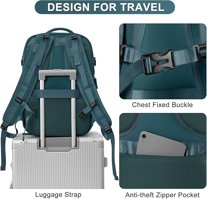 coofay Extra Large Backpack For Traveling On Airplane Carry On Backpack Flight Approved Personal Item Travel Backpack For Women Men Airline Approved Gym Bag With Shoe Compartment Weekender Hiking Bag