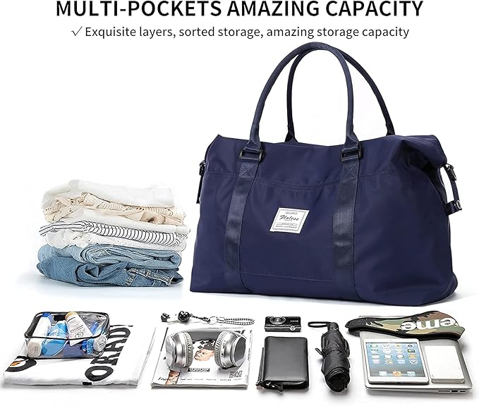HYC00 Travel Duffel Bag,Carry-on Overnight Weekender Bags for Women,Sports Tote Gym Bag with Wet Pocket