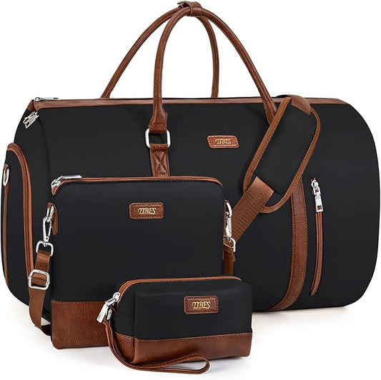 Convertible 2-in-1 Garment Bags for Travel, 50L Carry On Garment Duffle Bag With Shoe Compartment Large Weekender Bag for Women Men Hanging Suitcase Suit Travel Duffel Overnight Bags 4pcs Set