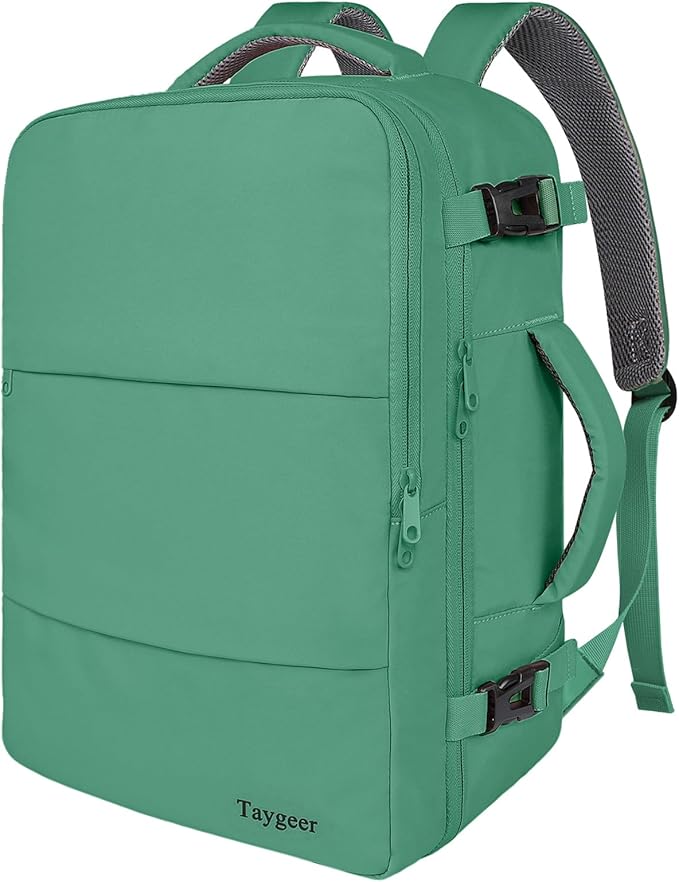 Taygeer Travel Backpack for College Woman, Lightweight Backpack for 15.6 inch Laptop with Water Bottle Holder, TSA Friendly Bag for Women, Back Pack Carry On Luggage for friend Gym Sport,Green