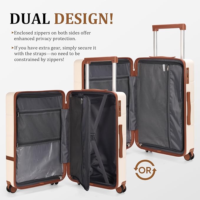 Luggage Sets, 2 Piece Suitcase set with wheels Tsa Lock 20/24 inchi Hardshell Waterproof Travel Suitcases luggage for Women/Men/Family (White)