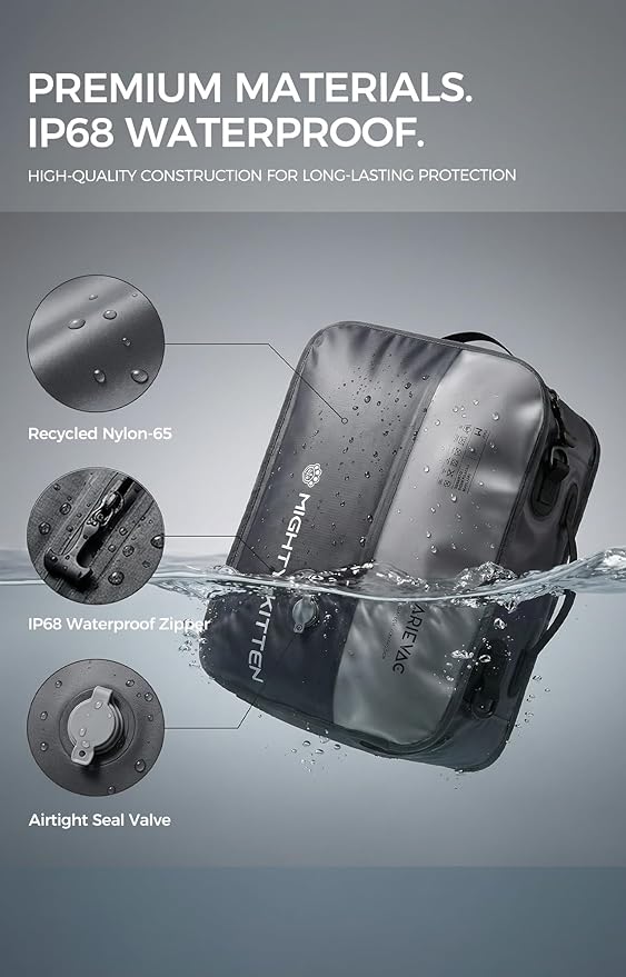 Travel Vacuum Seal Bag with Pump, 21L Compression Packing Cube Kit with 270° Zipper, Reusable Waterproof Vacuum Storage for Carry-On & Small Checked Luggage (2-Pack)