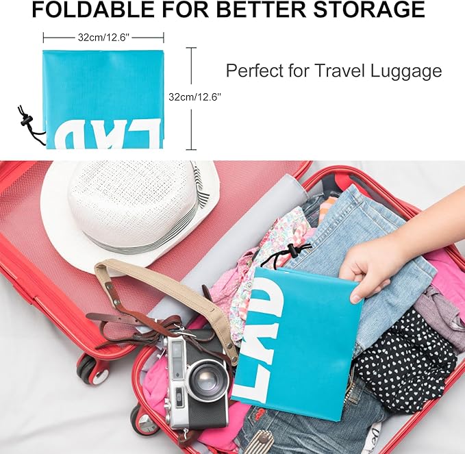 2 Pack XL Travel Laundry Bag, Machine Washable Dirty Clothes Organizer, Large Enough to Hold 4 Loads of Laundry, Easy Fit a Laundry Hamper or Basket (Blue + Black, 24" x 36")