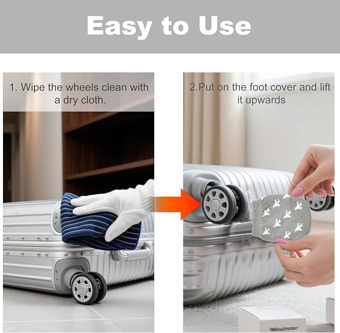 12Pcs Luggage Wheel Covers for Suitcase Wheels Full Wrap Fabric Protector Sleeves for Universal Luggage Wheel Protection Covers with Dirt Guard for Travel Bags and Storage Use