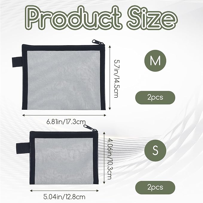 4 Pcs Small Mesh Makeup Bag with Zipper Mini Cosmetic Bags for Lipsticks Purse Organizer Pouches Small Travel Kit Storage Pouch Multipurpose Nylon Bag Beauty Makeup Cosmetic Accessories Organizer