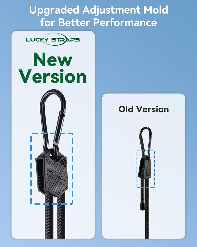 8 Pcs 48" 60" 80" Adjustable Carabiner Bungee Cords Assorted Sizes with Hooks, Easy to Adjust The Length, Black Bungee Straps with Upgraded Design & Superior Elasticity for Cargo, Luggage, etc
