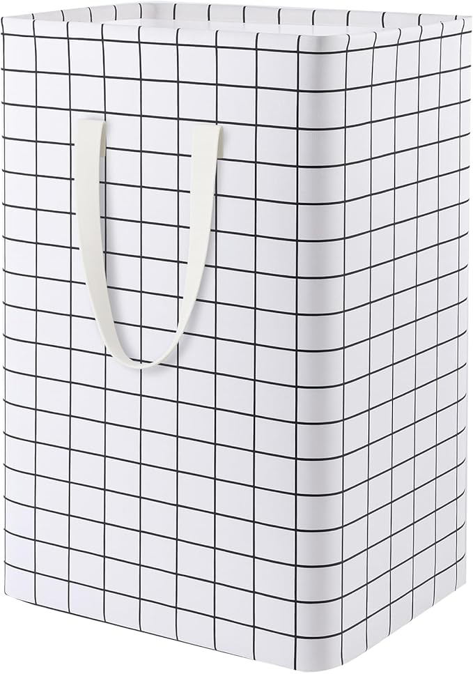 Waterproof Laundry Hamper Collapsible Laundry Basket Leather Handle Laundry Bag Large Clothes Storage Toy Organization for Bathroom Bedroom Laundryroom College Dorms (Laundry Basket-005)