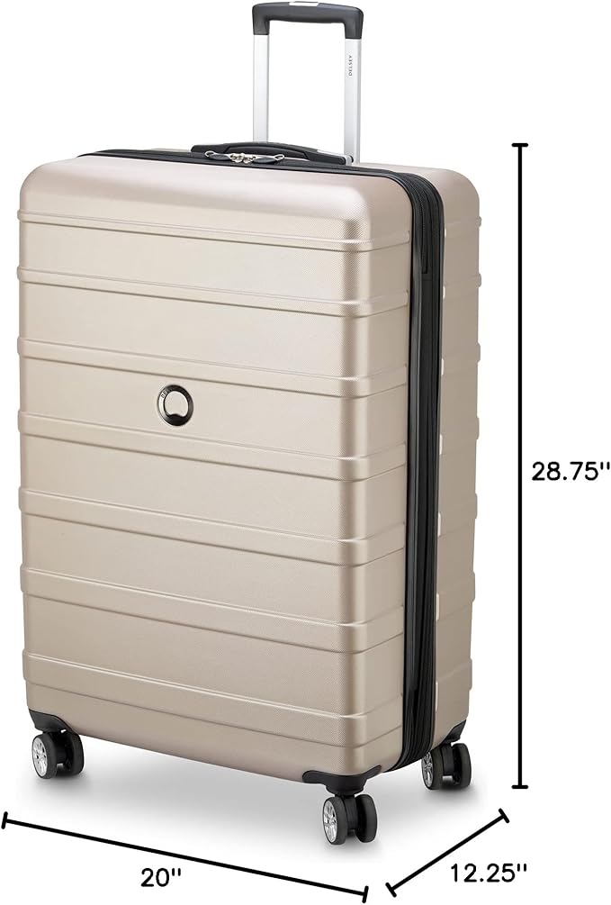 DELSEY PARIS Margot Hardside Luggage, Dual Wheel Spinners for Smooth Travel, Expandable with Spacious & Organizable compartments, Men and Women, Gold, Large Check-In 28-Inch
