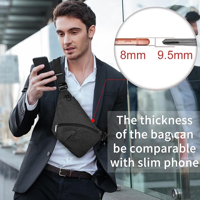 OSOCE Crossbody Sling Bag, Water-Resistant Anti Theft Chest Pack, Minimalist Commuter Daypack for Travel Hiking Work