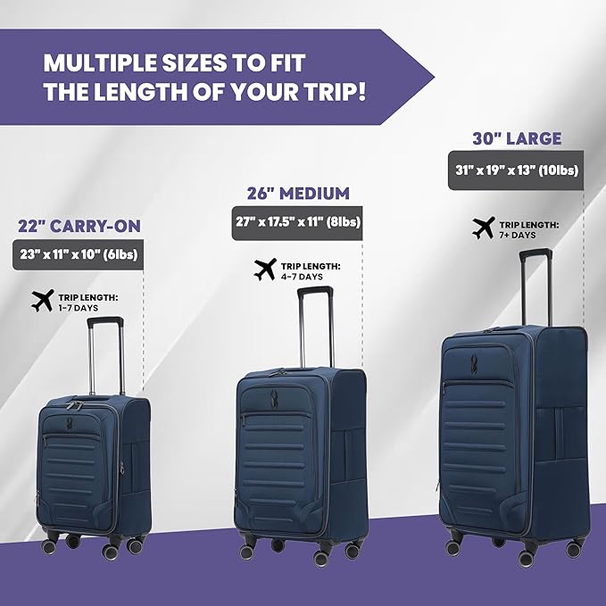 Spyder Pivot 26 Inch Expandable Softside Spinner Checked Luggage with 360° Spinner Wheels (True Navy, Medium Checked)