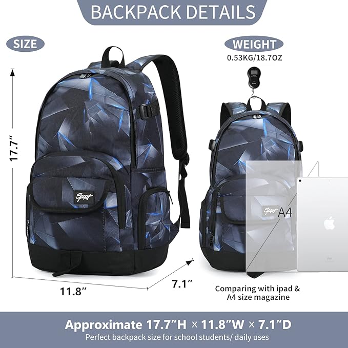 rickyh style School Backpack Travel Bag for Men & Women Lightweight College Back Pack with Laptop Compartmen