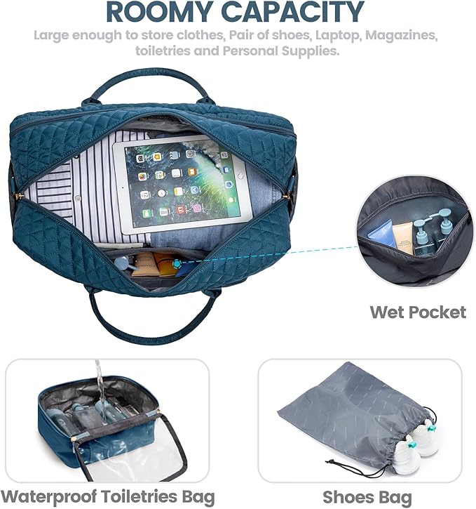 LOVEVOOK Travel Duffle Bag - Women's Weekender Carry On Overnight Laptop & Gym Bag With Toiletry/Shoe Pocket, Hospital Labor Bag