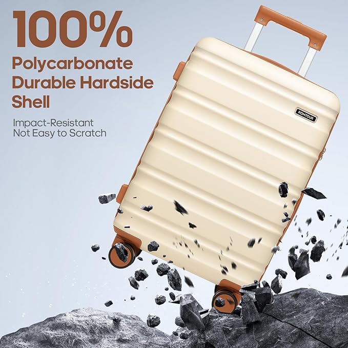 3 Piece Luggage Set 20 Inch Carry On Suitcase with Spinner Wheels, PC Hard Shell TSA Lock, Expandable & Fully Lined Interior, Airline Approved