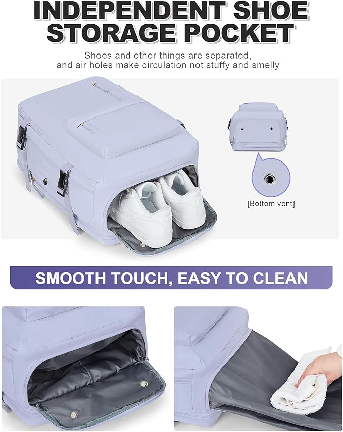VGCUB Vacuum Backpack Travel with Pump Vacpack System Storage Compression Carry on Work Laptop Waterproof College Bags Casual Daypack Backpacks for Women Men with USB Port Expandable Purple Taro