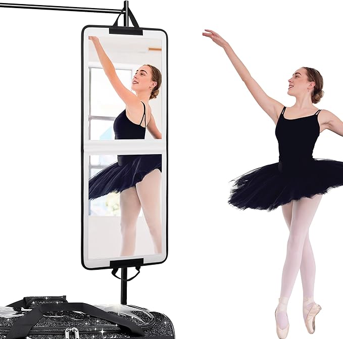 LPHUMEX White Foldable Full Length Mirror for Dance Bag, 33x13 Inch Portable Folding Body Mirror for Dance Travel Wedding Golf