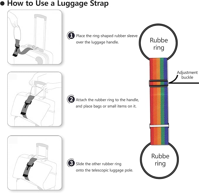 Luggage Straps Bag Bungee Luggage Straps Suitcase Adjustable Belt，Add a Bag Easy to Travel Suitcase Elastic Strap Belt Luggage Accessories(Colorful)